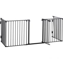 Pawhut - Barrière de sécurité parc enclos chien modulable pliable porte verrouillable intégrée 5 panneaux en métal 300L max. x 74,5H cm métal pp noir