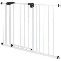 Ecd Germany - Protection de porte pour enfants, chiens et chats, 105-115cm avec extension de 30cm, sans perçage, blanc, double face, fermeture