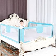 Barrière de Lit Enfants Bébés Protection Bord de Lit pour Sécurité des Enfants Bébés Portable Bedrail Safetyguard (Bleu 180cm)