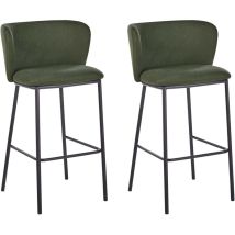 Beliani – Set mit 2 Barhockern – Dunkelgrün – 100% Polyester – Eisen – 98 cm – 73 cm – 150 kg