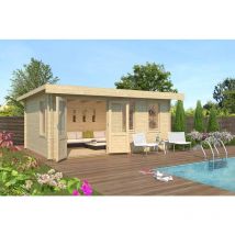 Lasita Maja - Baruda 53-Log Cabin, Wooden Garden Room, Timber Summerhouse, Home Office - L570 x W415 x H222.3 cm