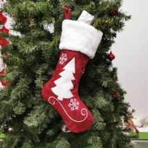 Bas de Noël, 1 pièce de 18 pouces, bas de Noël en toile de jute avec de grands bas à revers en peluche, pour les décorations de fête de Noël en