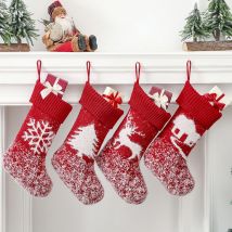 Bas de Noël, bas de Noël en maille torsadée, décorations de Noël