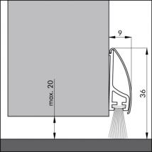 Ellen - Profil de bas de porte en pvc, habillage inox avec brosse en 1 ml