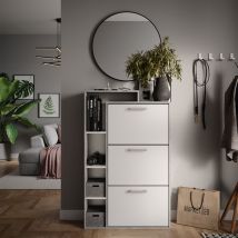 Vicco - Meuble à chaussure Orlando, Béton, 80x128.3cm avec 3 compartiments