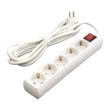 Eurobric - Base Multiple 5 Tomas c/interruptor 5m blanco