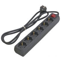 Base Multiple 6 Tomas c/interruptor 1,5m negro