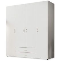 BASE Armadio senza tempo in bianco - Armadio versatile con ante a cerniera e molto spazio - 160 x 177 x 52 cm