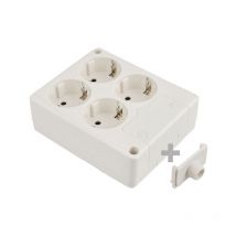 Base Schuko Bipolar 4 Tomas t/tl 10/16A 250V Cuadrada Blanco Solera