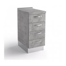 Abitare - Base cassettiera cucina 40x60x84 cm in legno grigio cemento con quattro cassetti - Massa