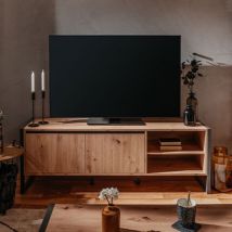 Argonauta - Meuble Tv 2 Portes 160x40x55 Cm Chêne Et Anthracite - Sylon