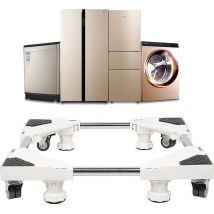 Base de Réfrigérateur Machine à Laver Réglable 47-69cm Socle Linge Base de Sèche-linge avec 4 Roues et 4 Pieds, Réduction du Bruit Antichoc Effet