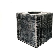 Base cubo cemento gris oscuro con portalamparas E27