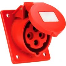 Base industrial trascuadro inclinada 3P+T (32A 400V) IP44/IK09 8x9,7x10,2cm color rojo