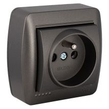 Base Fija 2P+T 16A 250V De Superficie Grafito Solera