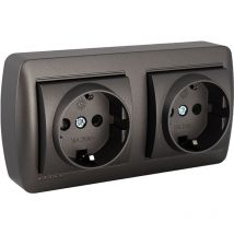 Solera - Base fija doble 2p+t, 16a 250v. de superficie. serie mural