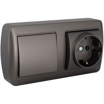 Solera - Base fissa 2P+T 16A 250V con interruttore 10AX 250V - Serie parete MUR63NGU Grafite