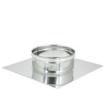 Base forata inox da 200x200mm a innesto f 80 - 180mm 6 decimi, diametro 80mm