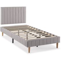 Vs Venta-stock - Base imbottita + testiera Eris 90x190 cm Grigio chiaro