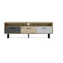 Webmarketpoint - Base meuble tv avec 3 portes pliantes en chêne et gris 160x35xh.53 cm