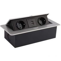 Efectoled - Base Multipla da Incasso 2 Prese Tipo f + 2xUSB Argento