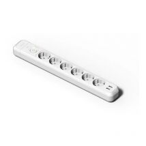 Famatel - Regleta 6 Tomas + 2 usb tt Blanca con Interruptor 2536