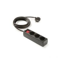 Duolec - Base enchufe múltiple con interruptor cable 1.5m negro. 3 tomas -
