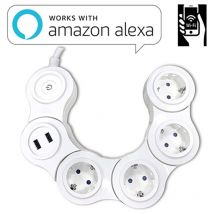 Rubilec - Regleta de enchufe flexible 4x16a +2 usb 5v/2,4a con interruptor controlado por Wifi. Compatible con Google home