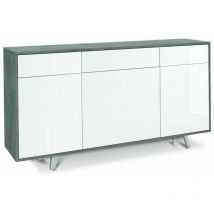 Sarmog - Madia Quadrante 3 ante 3 cassetti push-pull 92 x 164 x 41 cm Cemento - Bianco Lucido