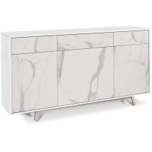 Madia Quadrante 3 ante 3 cassetti push-pull 92 x 164 x 41 cm Ossido Bianco - Marmo Calacatta