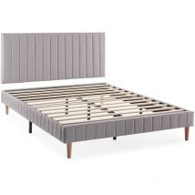 Base tapizada + cabecero Eris 150x190 cm Gris claro