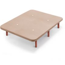 Cama Express - Base Tapizada Con Patas de Madera Cerezo y Tejido 3D Transpirable, Barras Transversales de Refuerzo, Ideal para Dormitorio y
