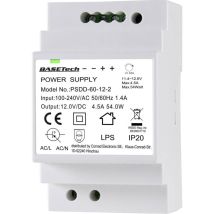 Basetech Psdd-60-12-2 Alimentatore Per Guida Din 12 V 4.5 A 54 W Num. Uscite:2 X Contenuto 1 Pz.