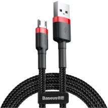 Basetech - Cable flexible duradero usb microUSB QC3.0 2.4A 1M negro y rojo