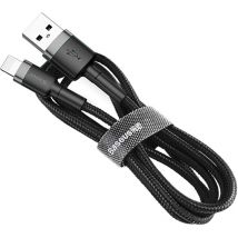 Cable trenzado duradero usb a iPhone Lightning QC3 de 2 m, color negro