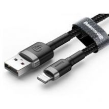 Cable trenzado duradero para iPhone usb - Lightning QC3.0 2.4A 1m Negro-Gris