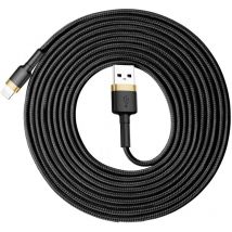Tresice France - Câble en nylon durable Câble usb Iphone Lightning QC3.0 2A 3M Noir et Or