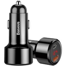 Baseus Autoladegerät 45w – 6a Schnellladegerät Mit 1x Usb Und 1x Type-c Anschluss, Schwarz