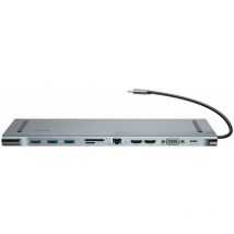 Basetech - Baseus Times Innovation Technology Adapter 11in1 Enjoyment hub usb-c to 2x hdmi 3x usb 3.0 vga RJ45 - Adapter - Digital (CATSX-G0G)