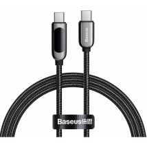 Basetech - Baseus usb Typ c - usb Typ c Kabel 100 w (20 v / 5 a) 1 m Power Delivery mit Display Powermeter schwarz (CATSK-B01)