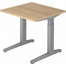 Bümö Design Schreibtisch "xb-serie" Höhenverstellbar, Tischplatte 80 X 80 Cm In Eiche, Gestell In Silber