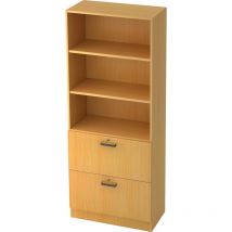 Bümö Office Regalschrank In Buche/silber Mit Hängeregistratur & Streifengriffen