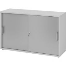 Schiebetürenschrank – 2 Ordnerhöhen – Grau/Silber – 74,8 cm – 120 cm – 40 cm