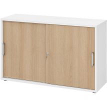 Bümö Schiebetürenschrank Office - 2 Ordnerhöhen Weiß/eiche