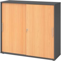 Bümö Schiebetürenschrank Office - 3 Ordnerhöhen Graphit/buche