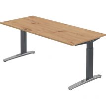 Bümö Design Schreibtisch "xb-serie" Höhenverstellbar, Tischplatte 180 X 80 Cm In Asteiche, Gestell In Graphit/alu Poliert