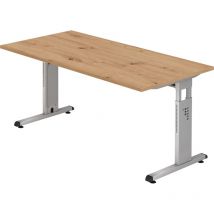 Bümö Schreibtisch "o-serie" Höhenverstellbar, Tischplatte 160 X 80 Cm In Asteiche, Gestell In Silber