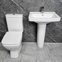 Roca - Bathroom Suite Toilet and Basin Set with Soft Close Seat Unbranded Vercelli