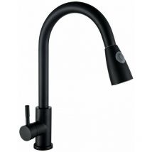 Ikodm - Basin mixer tap Hot and cold water mixer tap in U-shaped stainless steel 360° swivel black Extract
