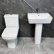 Basin & Rimless Toilet Bathroom Suite Meg with Sindee Square Short Projection wc, With Tap